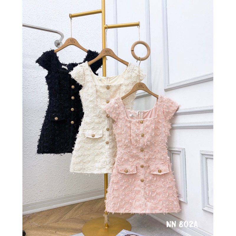 Váy dạ tay hến cổ chữ U siêu xinh