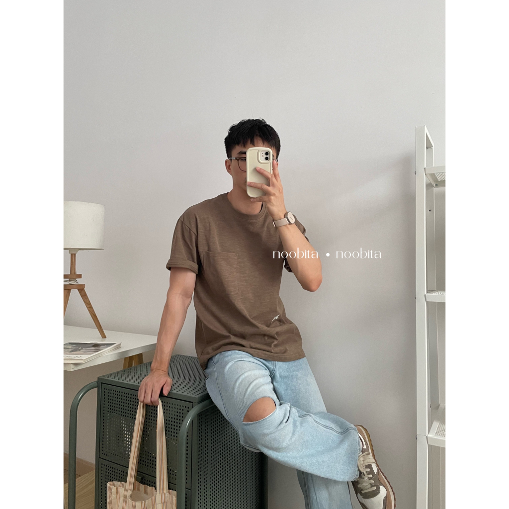 NOOBITA - Áo thun tay ngắn mùa hè vải cotton 230gsm thêu ADEPT 8017