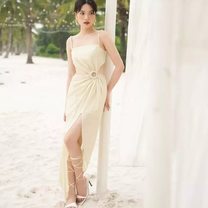 Đầm Starlight ABM FASHION 2 Dây Cutout, Xếp Li, Xẻ Đùi Chất Vải Tơ Đũi Hàn Phù Hợp Đi Biển, Đi Dự Tiệc