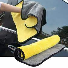 Khăn lau xe ô tô 2 lớp Microfiber dày, mịn không rụng sợi lau rửa xe hơi