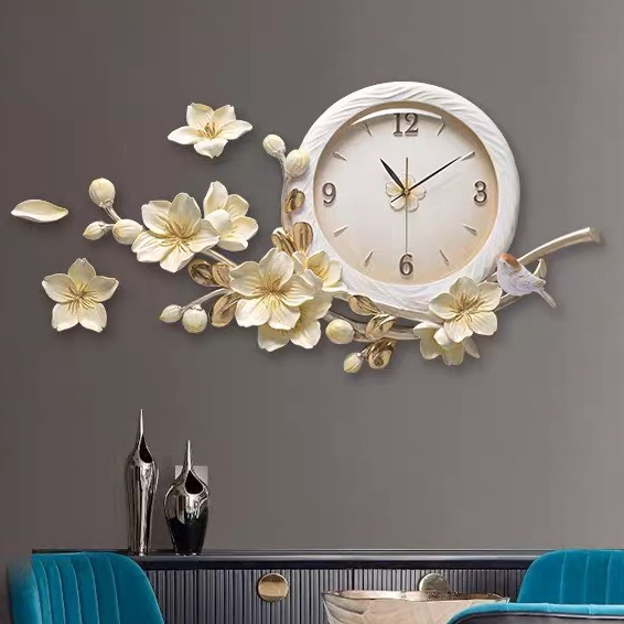 Đồng Hồ Trang Trí Treo Tường Hoa Mai Vàng Chất Liệu Gốm Cao Cấp Decor Trang Trí Nhà Cửa