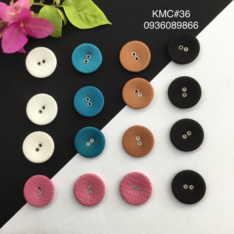 Set 10 chiếc khuy mắt cáo (KMC#36) bọc vải đường kính 2.3cm màu xanh,nâu,trắng