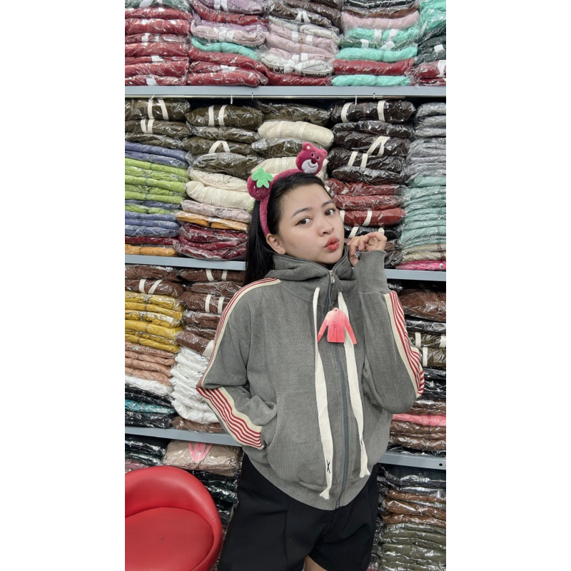 ÁO KHOÁC GÂN NHUNG QC SỌC TAY 40-60kg