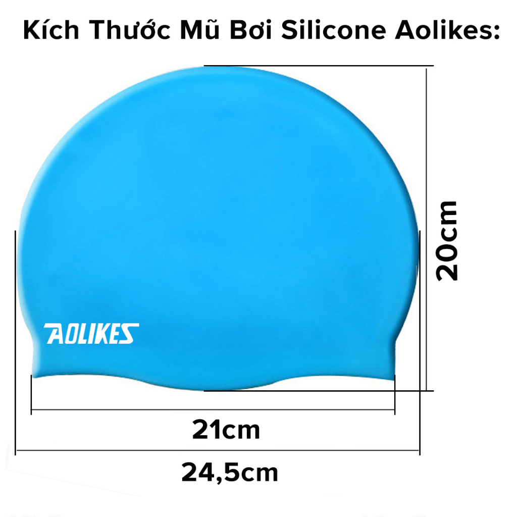 Mũ Bơi, Nón Bơi Người Lớn Nam Nữ Che Tai Silicon Chống Nước Aolikes5010