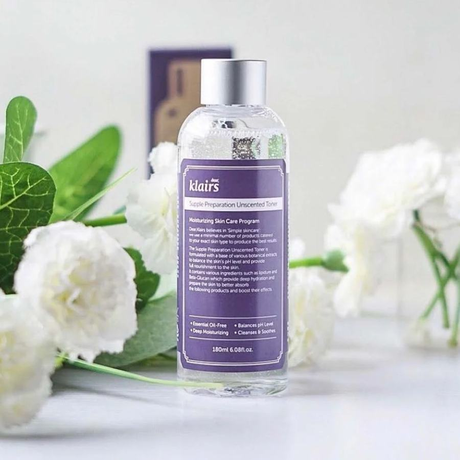 Nước Hoa Hồng Không Mùi Dear Klairs Supple Preparation Unscented 180ml Dưỡng Ẩm Da Và Làm Mềm Da.