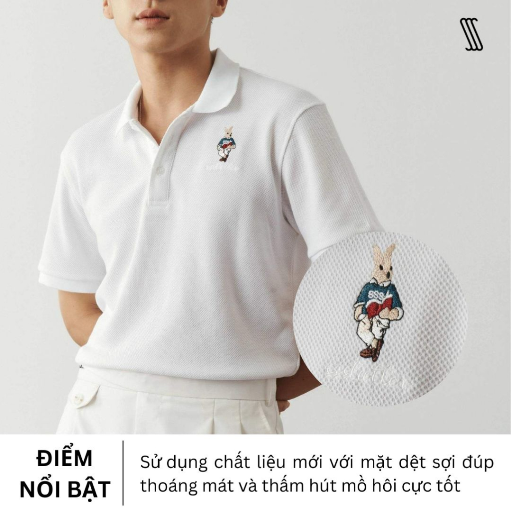 Áo polo nam nữ SSSTUTTER dáng regular vải đúp thoáng mát thêu hình thỏ RABBIT POLO