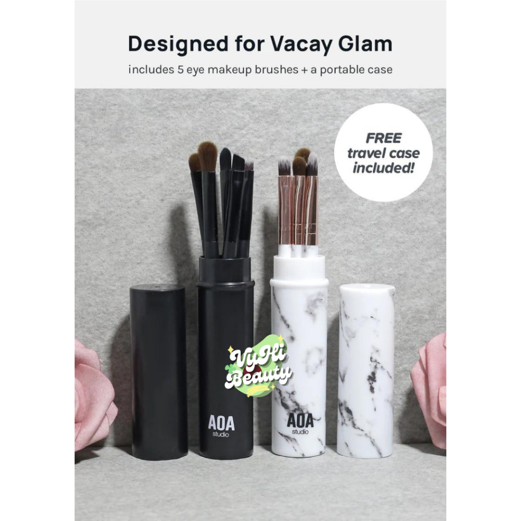 Set cọ mắt AOA Travel 5 cây kèm ống đựng