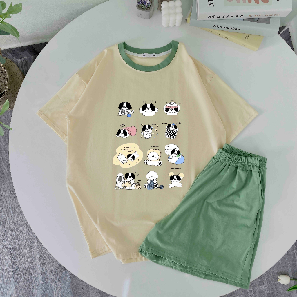 Set bộ thun lạnh mặc nhà mát lạnh mẫu "Cún"