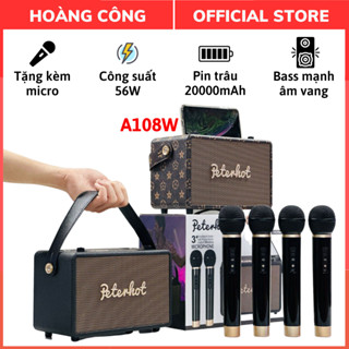Loa Karaoke Peterhot  A106W, A108W tặng kèm micro không dây, Loa bluetooth âm thanh siêu hay, Thoả sức làm ca sĩ tại nhà