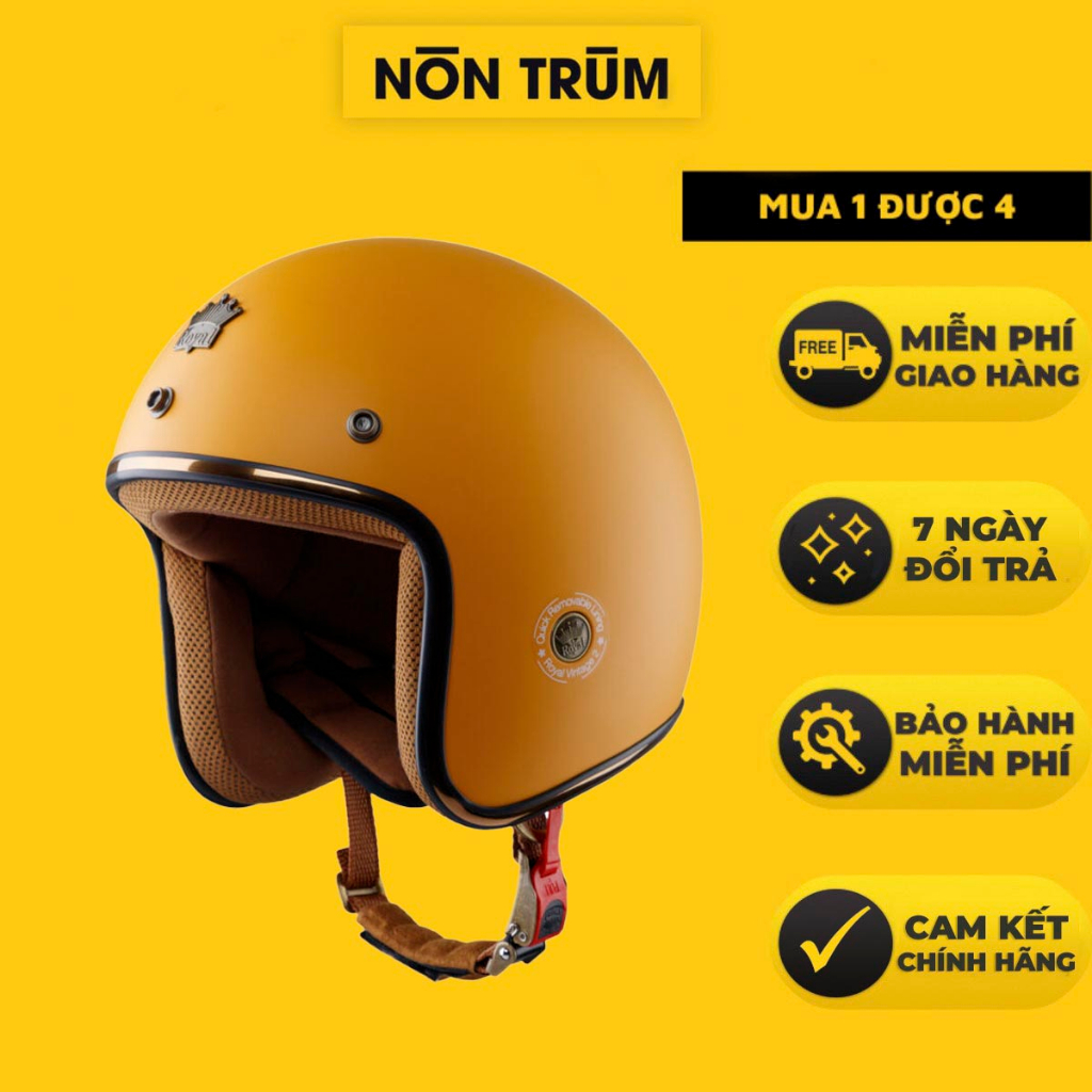 Nón bảo hiểm 3/4 ROYAL M20C vàng nghệ nhám