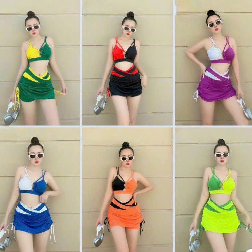 Sét Bộ Áo Bra Quần Váy Vạt Chéo Phối Màu Cực Đẹp (Đồ Tập Gym-Yoga Nữ)