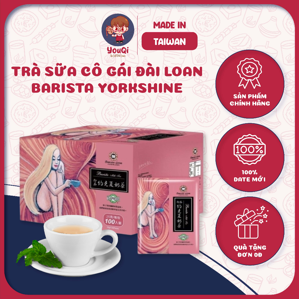 Trà sữa Cô gái Barista, Trà sữa Đài Loan Barista Yorkshire 25g/gói - Ăn vặt Đài Loan YouQI