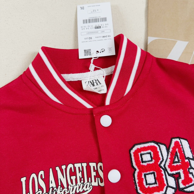 Áo khoác bomber Los.angeles Za.ra màu đỏ cho bé trai siêu đẹp size từ 10-24 cân