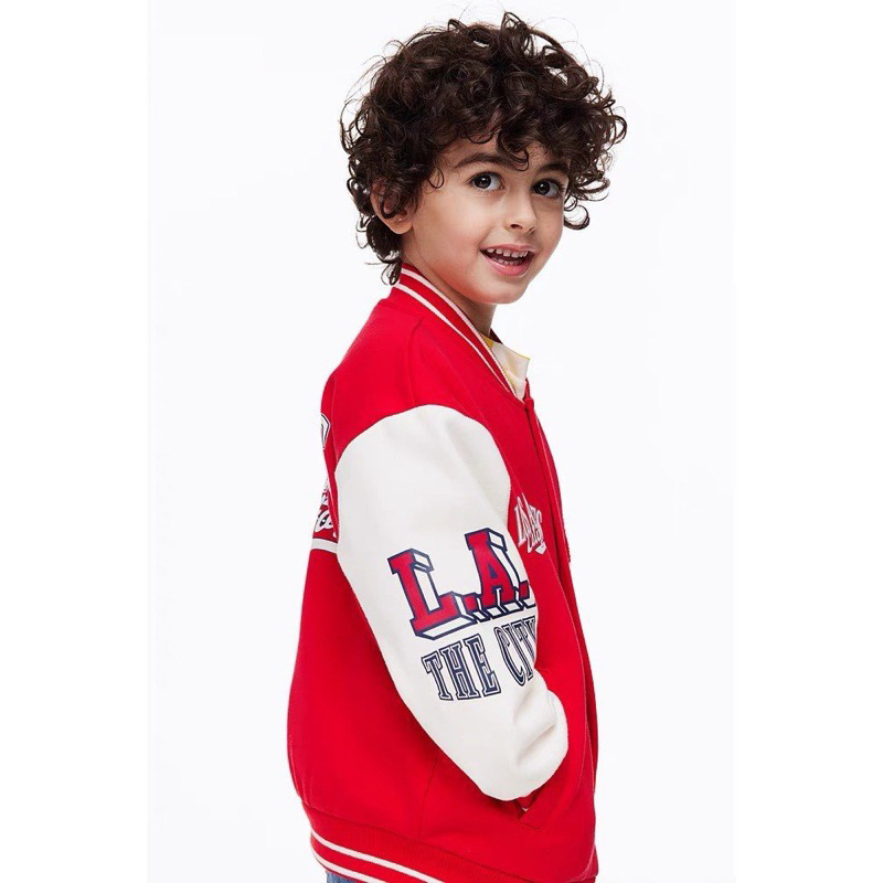 Áo khoác bomber Los.angeles Za.ra màu đỏ cho bé trai siêu đẹp size từ 10-24 cân