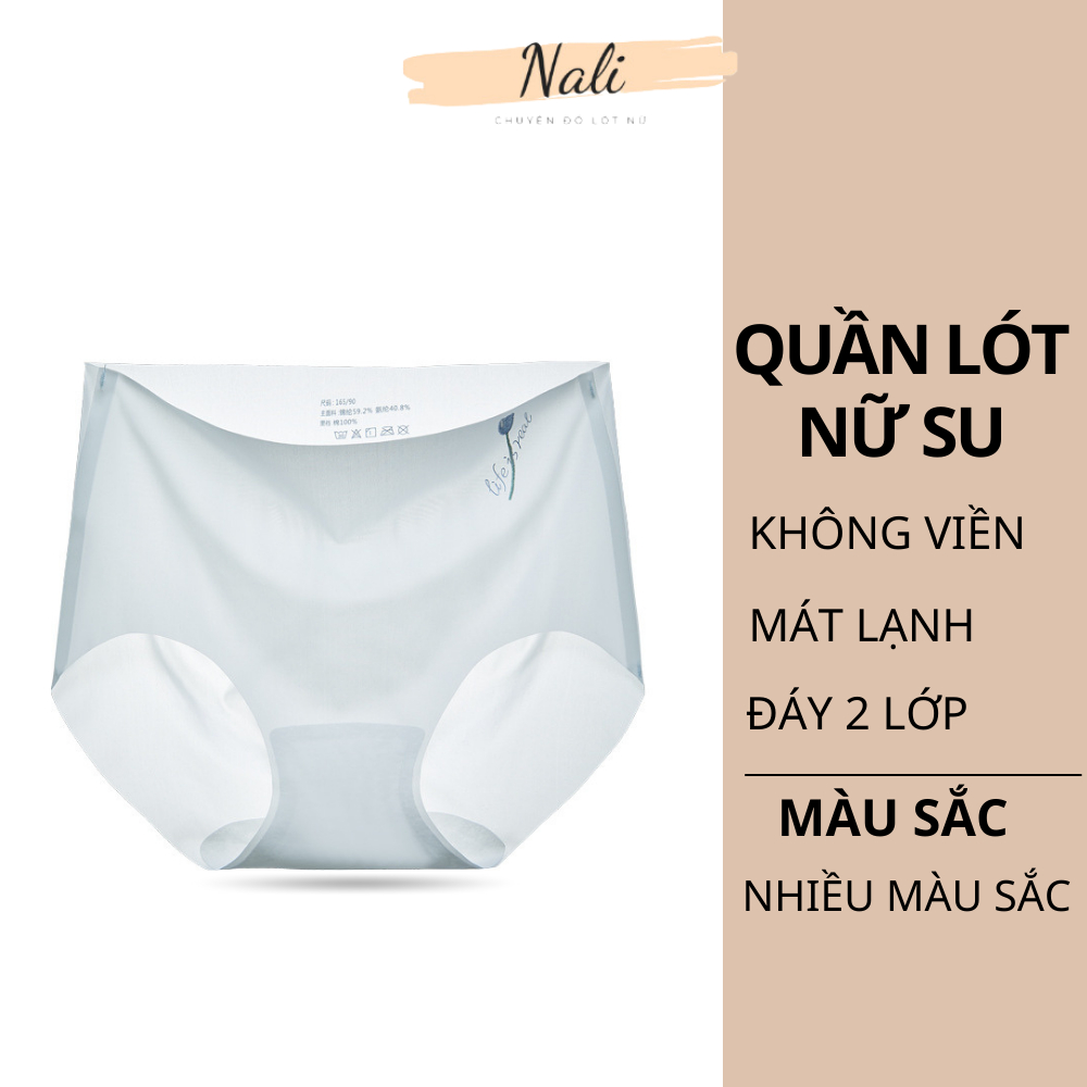 Quần Lót Nữ Su Không Viền Không Đường May Cạp Cao Họa Tiết Hoa Tulip Dễ