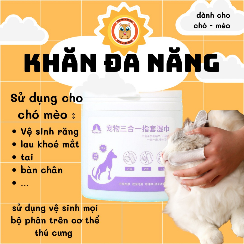khăn lau mắt, mũi, miệng, tai , đa năng cho chó mèo