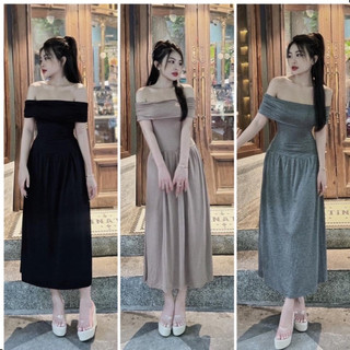 Đầm Body Trể Vai Xoè Dáng Dài