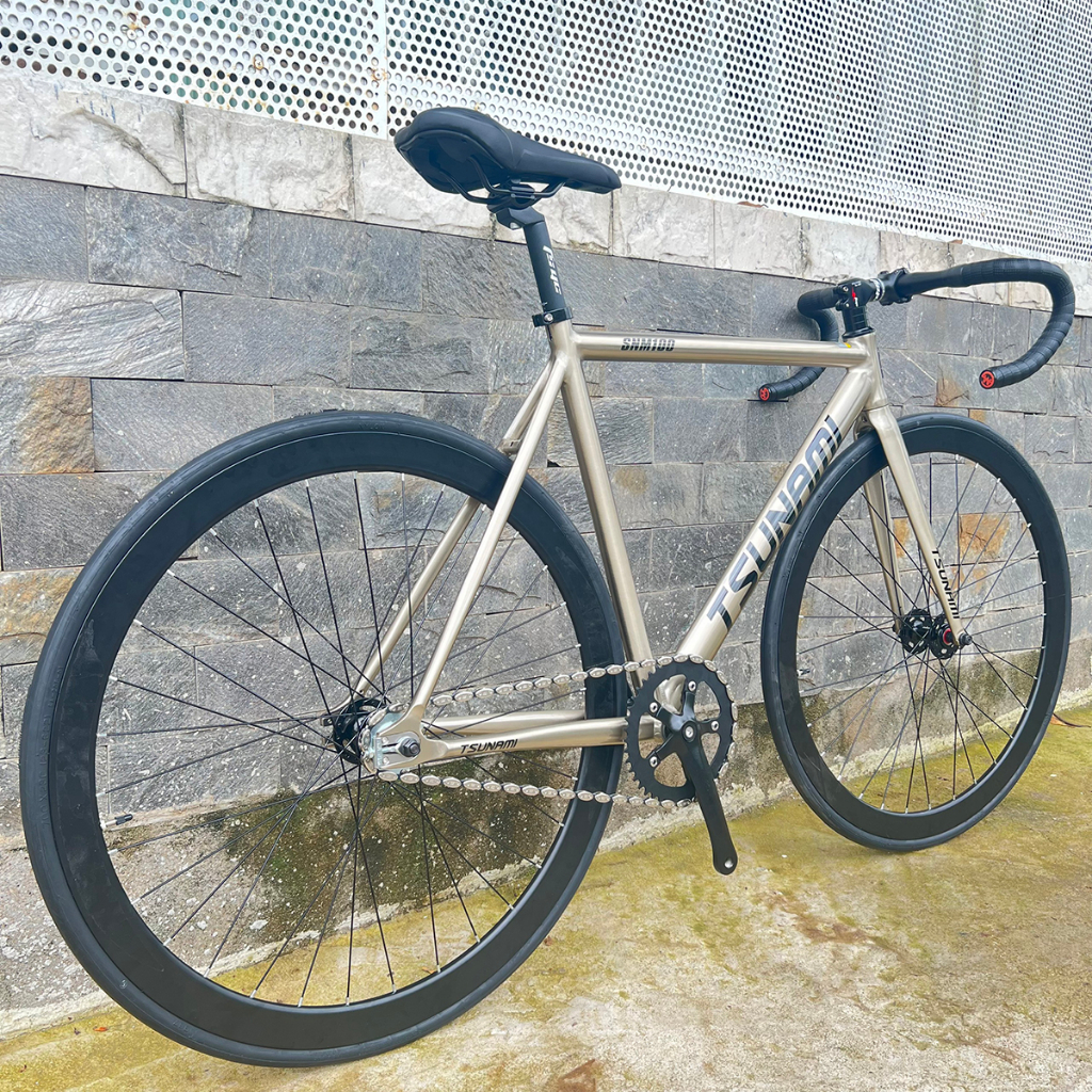 Xe đạp fixed gear TSUNAMI SNM100 cơ bản - Màu Silver Gold
