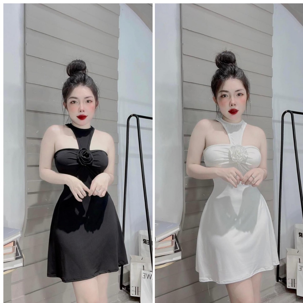 Đầm Dáng Chữ A Yếm Hoa