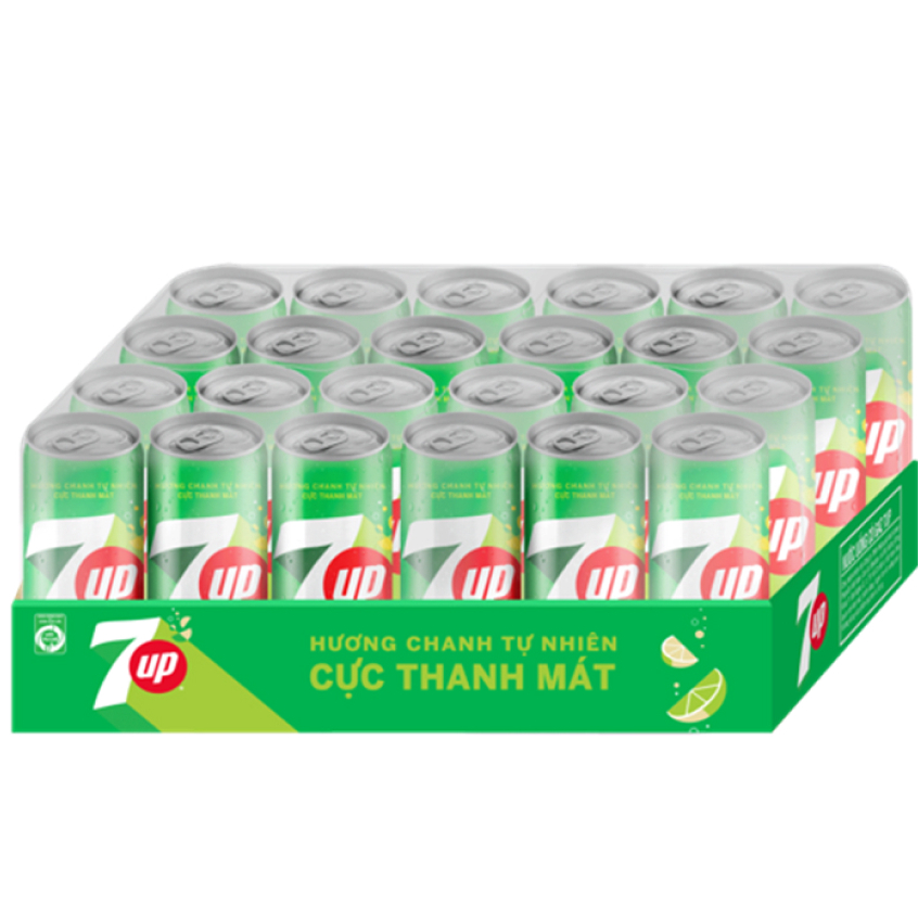 Thùng 24 lon nước ngọt 7Up vị chanh 320ml