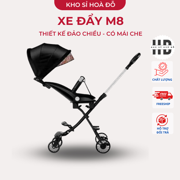 Xe đẩy đảo chiều gấp gọn cho bé M8 kèm đệm lót ngả sâu 170 độ _KHO SỈ HOA