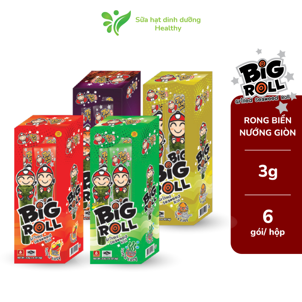 Combo 4 Hộp Snack Rong Biển Taokaenoi BIG ROLL Nhiều Vị (3g x 4 Hộp)