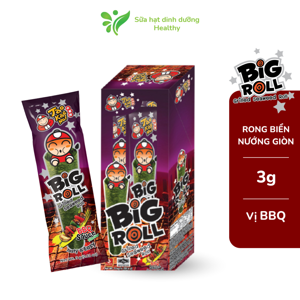 Combo 4 Hộp Snack Rong Biển Taokaenoi BIG ROLL Nhiều Vị (3g x 4 Hộp)