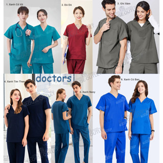  Bộ Scrubs bác sĩ cổ tim - đồng phục kỹ thuật viên Cotton Cao Cấp đồng phục spa nha khoa thẩm mỹ viện bệnh viện 