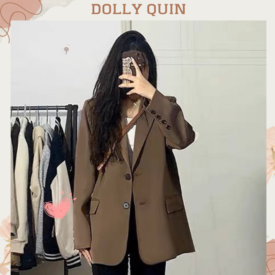 Áo blazer nữ dài tay 2 lớp có đệm vai, áo vest nữ khoác ngoài phong cách Hàn Quốc B001 Dolly Quin