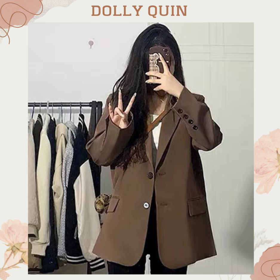 Áo blazer nữ dài tay 2 lớp có đệm vai, áo vest nữ khoác ngoài phong cách Hàn Quốc B001 Dolly Quin