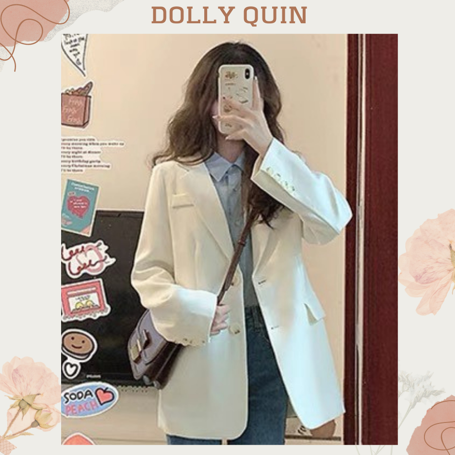 Áo blazer nữ dài tay 2 lớp có đệm vai, áo vest nữ khoác ngoài phong cách Hàn Quốc B001 Dolly Quin