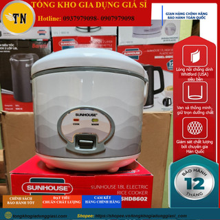 Nồi cơm điện 1.8l sunhouse shd8602, hàng chính hãng, bảo hành 12 tháng