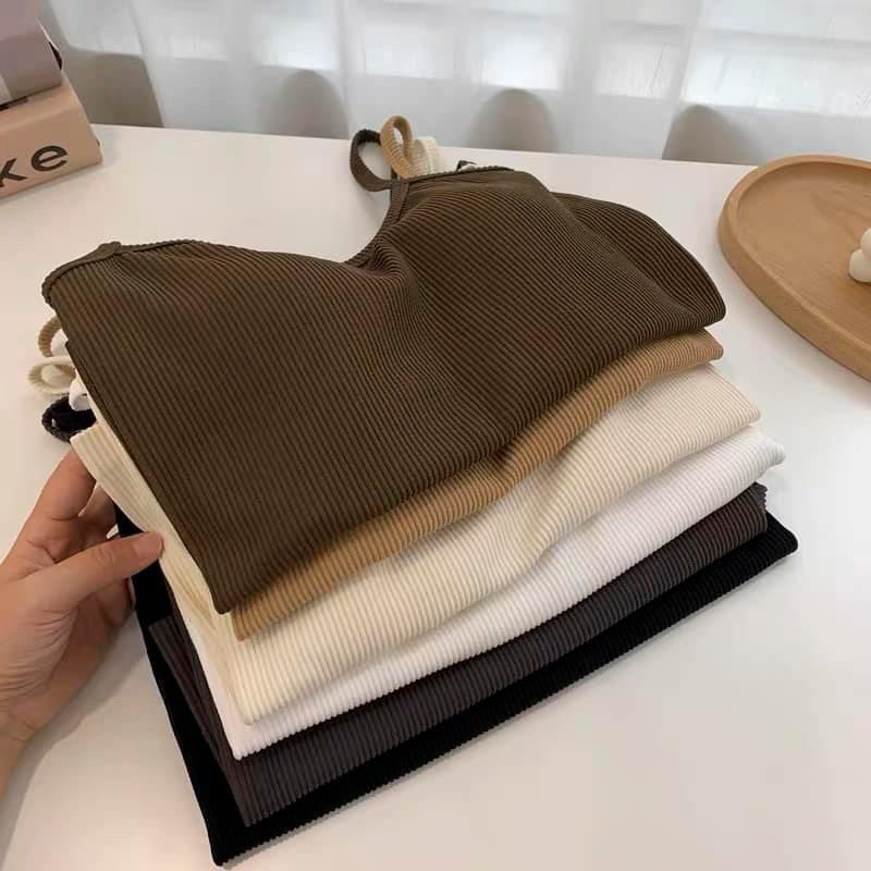 Áo bra 2 dây gân tăm co giãn , áo 2 dây có đệm mút 2cm, ôm fom nâng đẩy v1