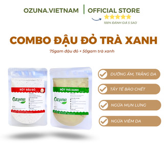 Combo bột đậu đỏ trà xanh giúp tẩy da chết dưỡng trắng mờ thâm ngăn ngừa mụn dùng cho mặt và body Ozuna Việt Nam