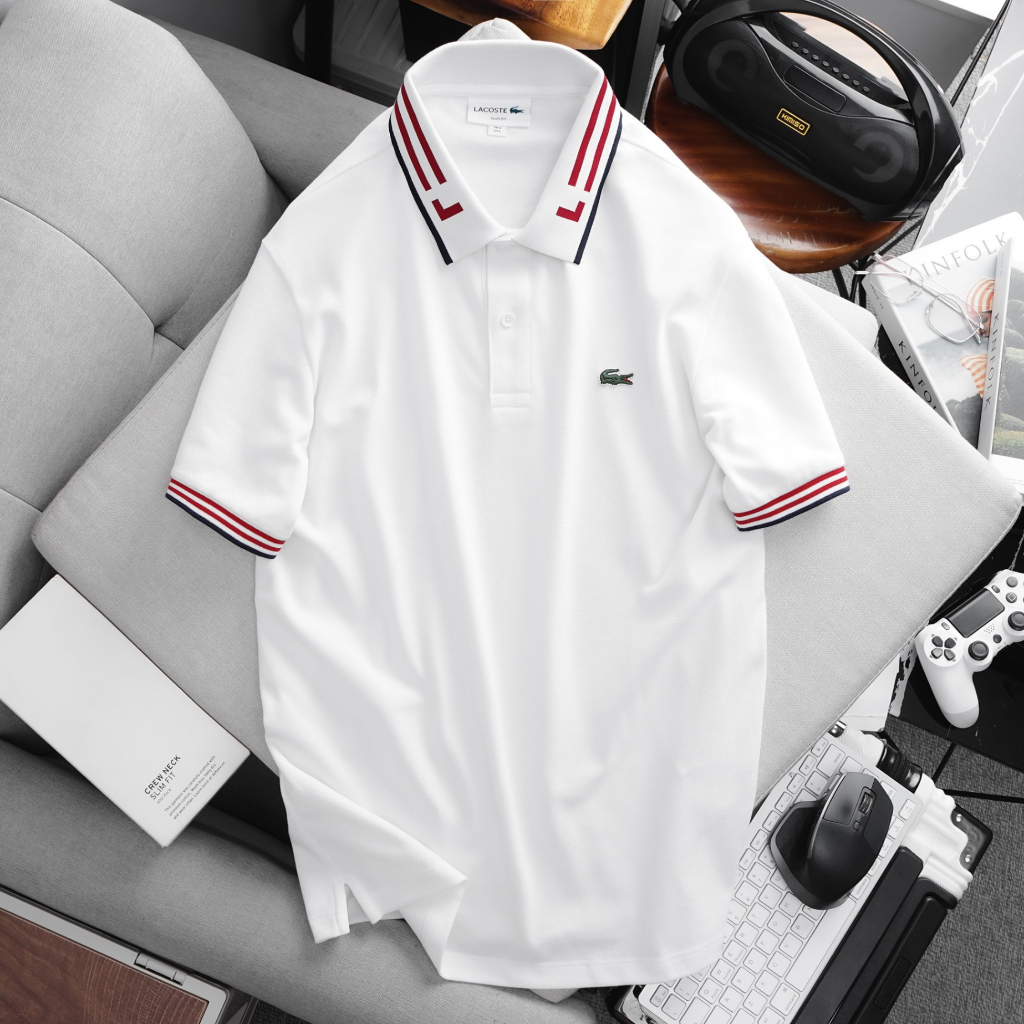 Áo Polo Nam LCST Ngắn Tay Cổ Kẻ PL55, Form slim, vải cotton pique vô cùng mềm xịn, vải đanh chuẩn, Hàng VNXK