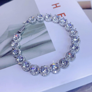 Lắc tay full xoàn gắn đá cz nhân tạo xi bạch kim siêu sáng Kami trang sức cao cấp