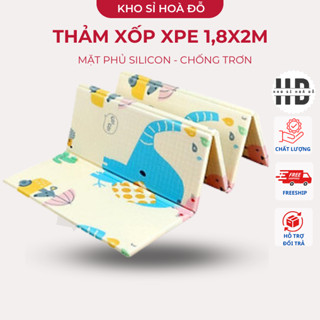 Thảm xốp gấp gọn XPE phủ silicon 2 mặt cao cấp m8x2m cho bé chơi thoải mái gấp gọn cao cấp_KHO SỈ HOA ĐỖ