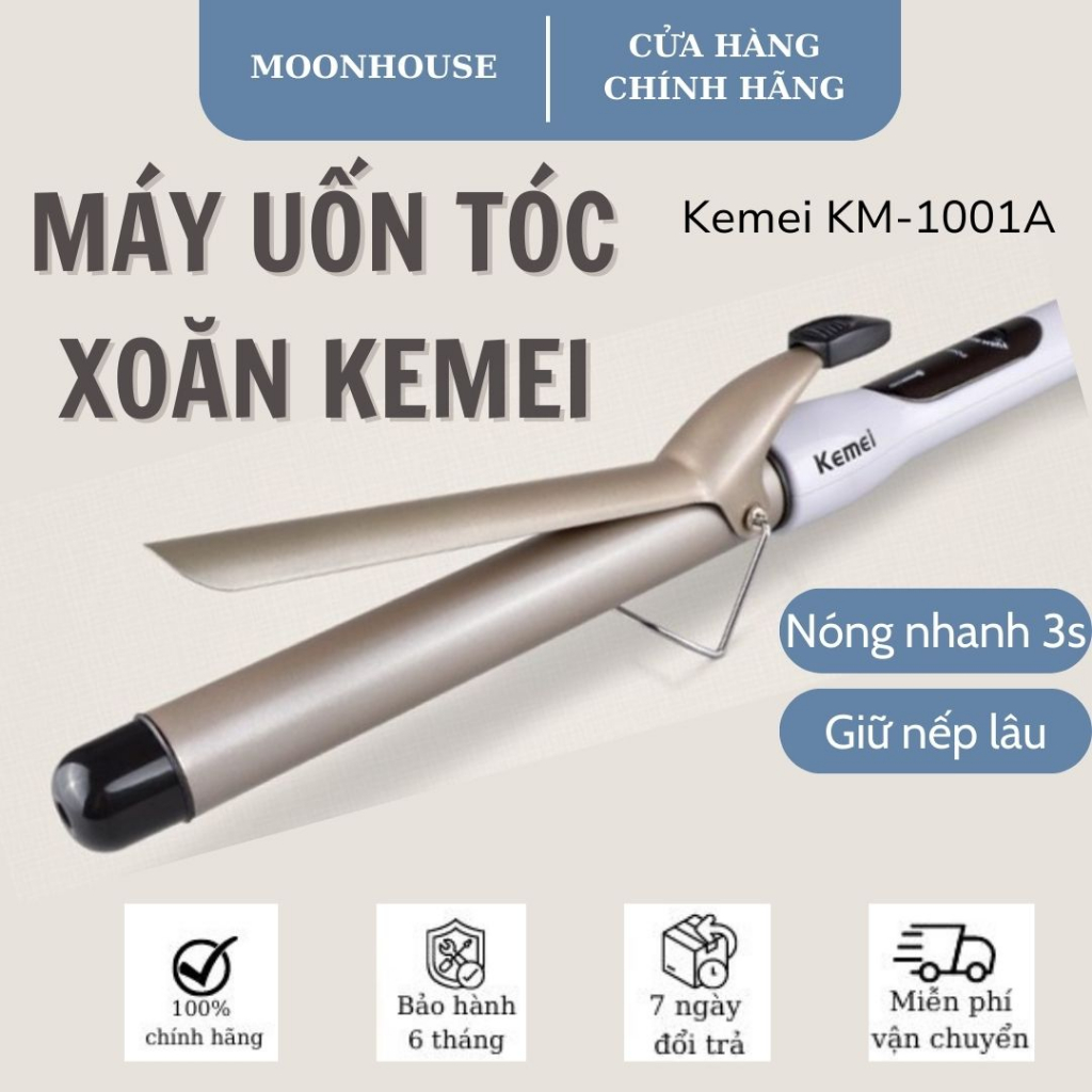 Máy uốn tóc Keimei KM-1001A máy làm xoăn, duỗi uốn tóc, máy uốn xoăn tóc nóng nhanh tiện lợi không gây hại cho tóc