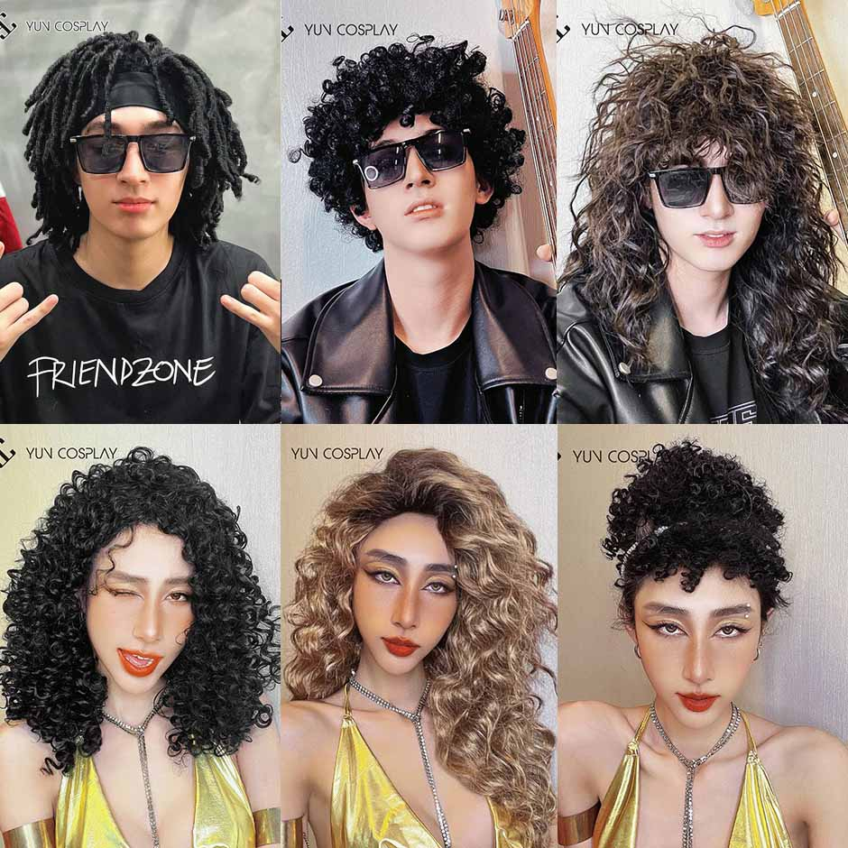 Tóc giả xù disco thập niên 80 90 phong cách Âu mỹ