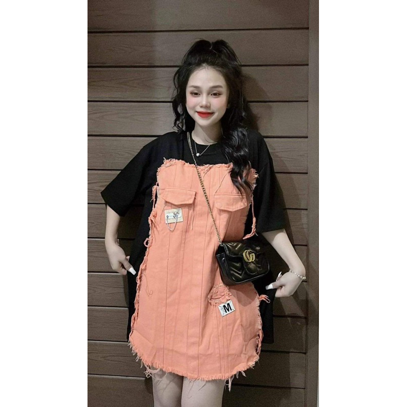 ĐẦM THUN PHỐI KAKI JEAN HỒNG BIGSIZE