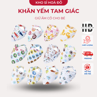 Khăn Yếm Cotton Tam Giác có 2 khuy bấm điều chỉnh giữ ấm cổ cho bé trai bé gái