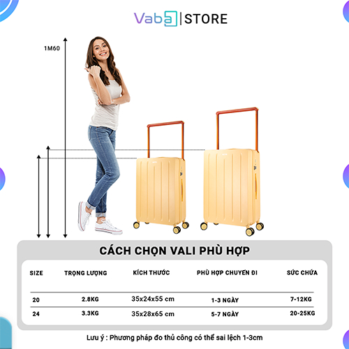 Vali kéo Vaba Querencia size 24 bền đẹp