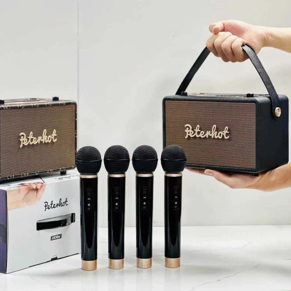 Loa Karaoke Bluetooth Peterhot A108W A106W Kèm Mic Không Dây Hát Cực Hay Âm Thanh Chân Sắc Sảo Trong Trẻo