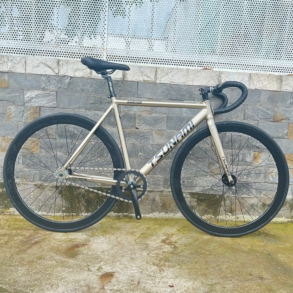 Xe đạp fixed gear TSUNAMI SNM100 cơ bản - Màu Silver Gold
