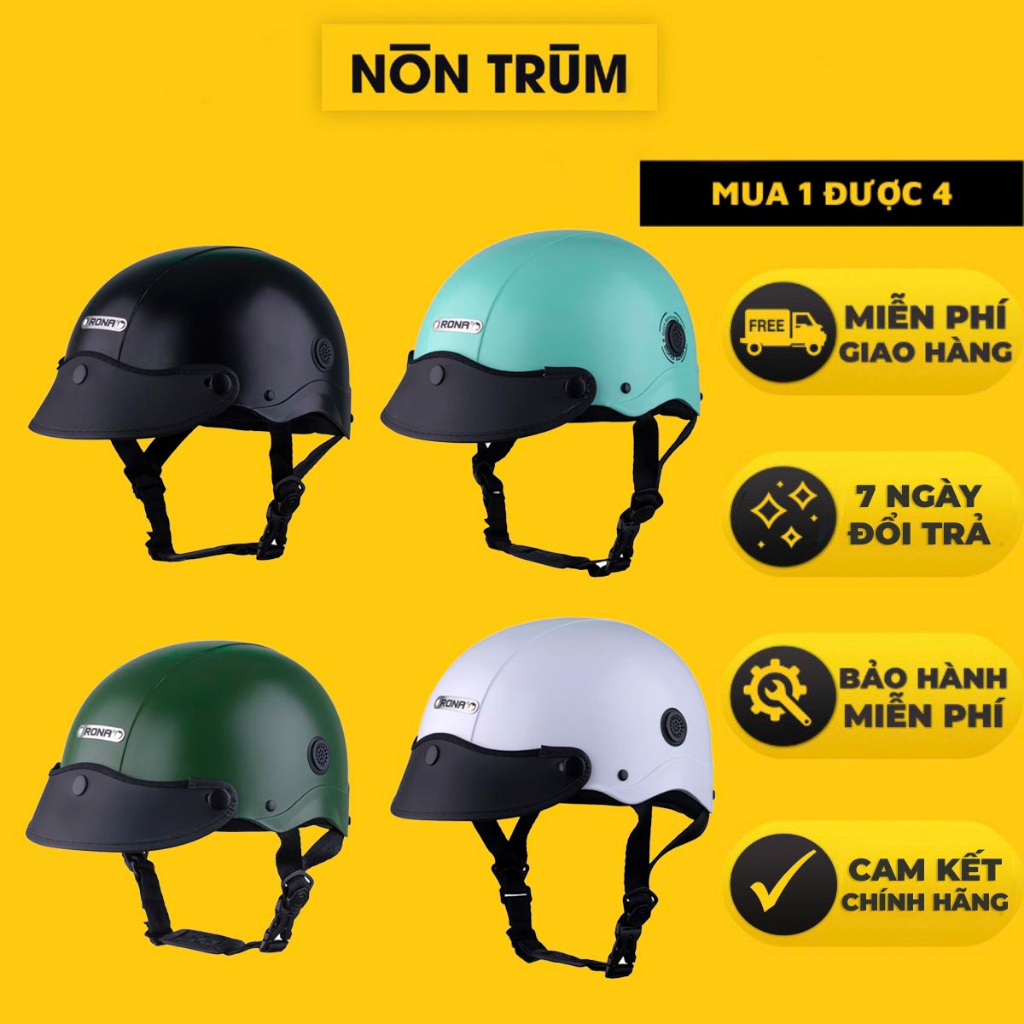 Mũ bảo hiểm 1/2 RONA R5 Sơn, freeship toàn quốc, bảo hành 12 tháng, giặt nón miễn phí 6 tháng tại hệ thống Nón Trùm