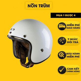 mũ bảo hiểm 3/4 Balder light màu trắng bóng size M L XL