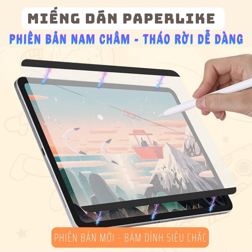 Miếng dán màn hình iPad Paperlike nam châm tháo rời chống vân tay viết vẽ như trên giấy