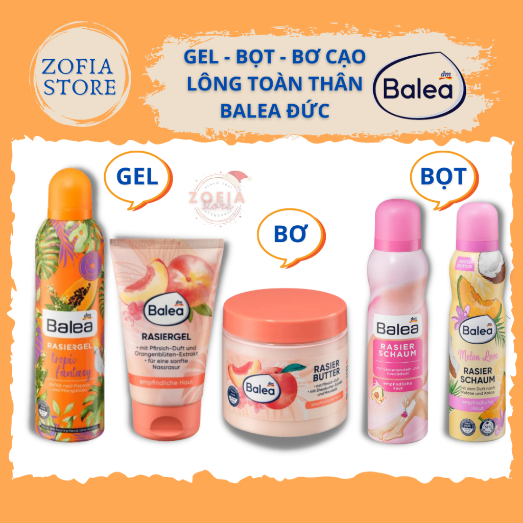 Bọt - Gel cạo lông Balea Đức toàn thân và bikini dành cho nữ