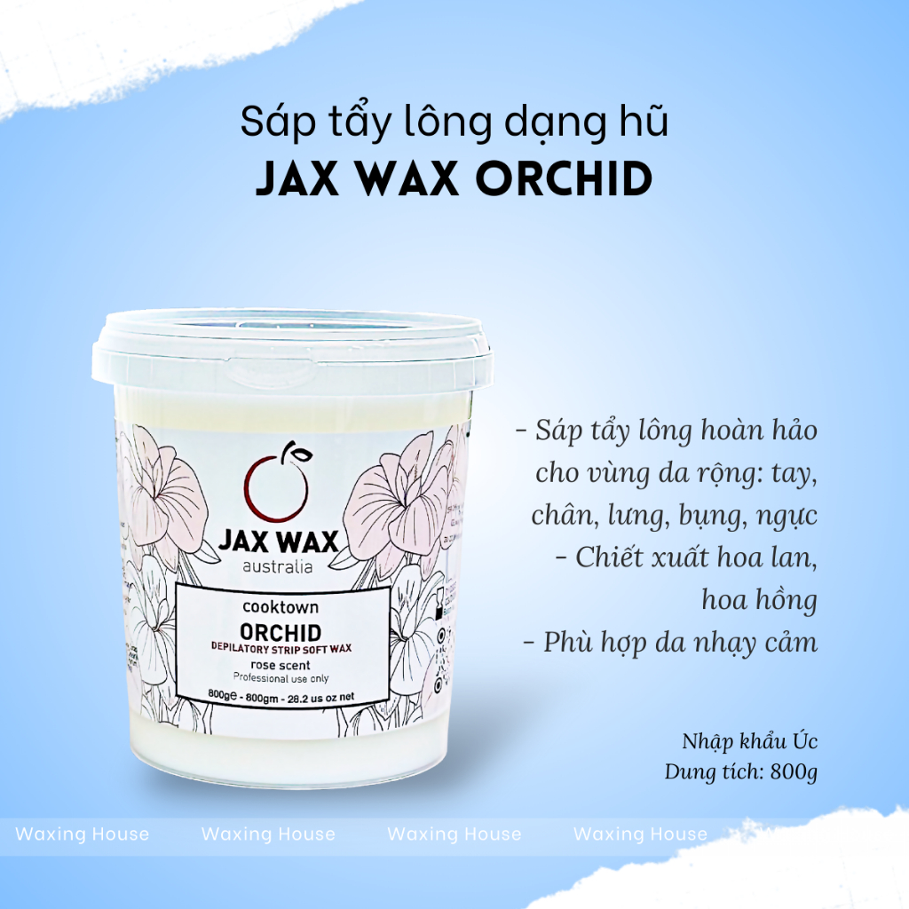 Sáp tẩy lông dạng hũ Jax Wax Australia Orchid 800g
