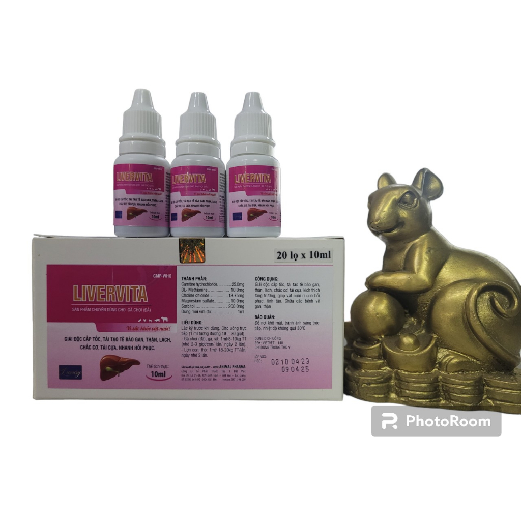 Livervita 10ml:  giải đ.ộc gan thận cấp, tái tạo tế bào gan cho thú cưng, gà đá, gà chọi, pet...